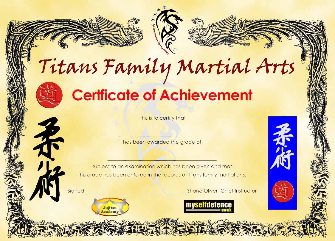 martial arts certificates templates