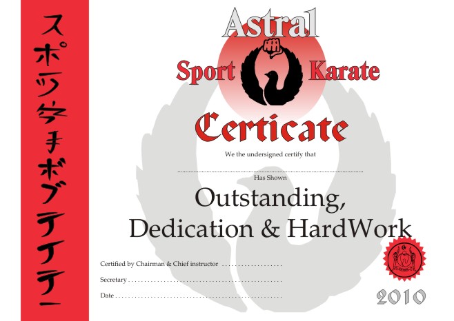 martial arts certificate