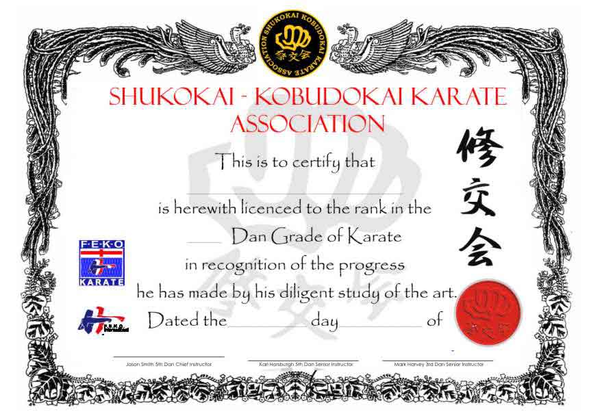 martial  arts certificate